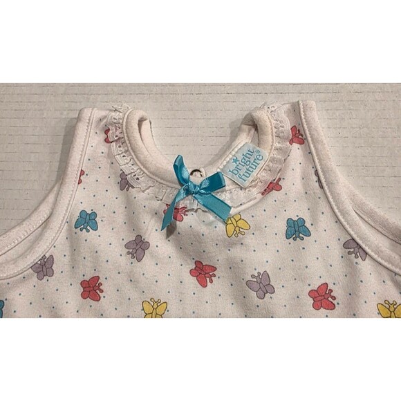 Bright Future White Top with Butterflies Size 0-3 Months Vintage 1990s - Picture 2 of 4